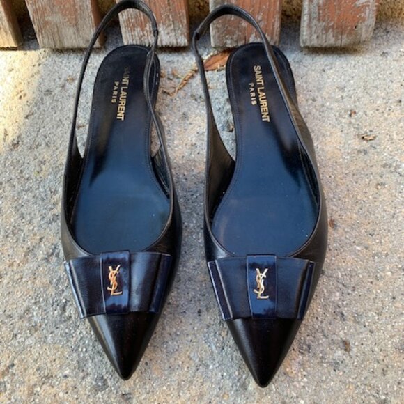 Saint Laurent Anais Slingback Flats with Bow - Size 8.5 - Picture 1 of 7